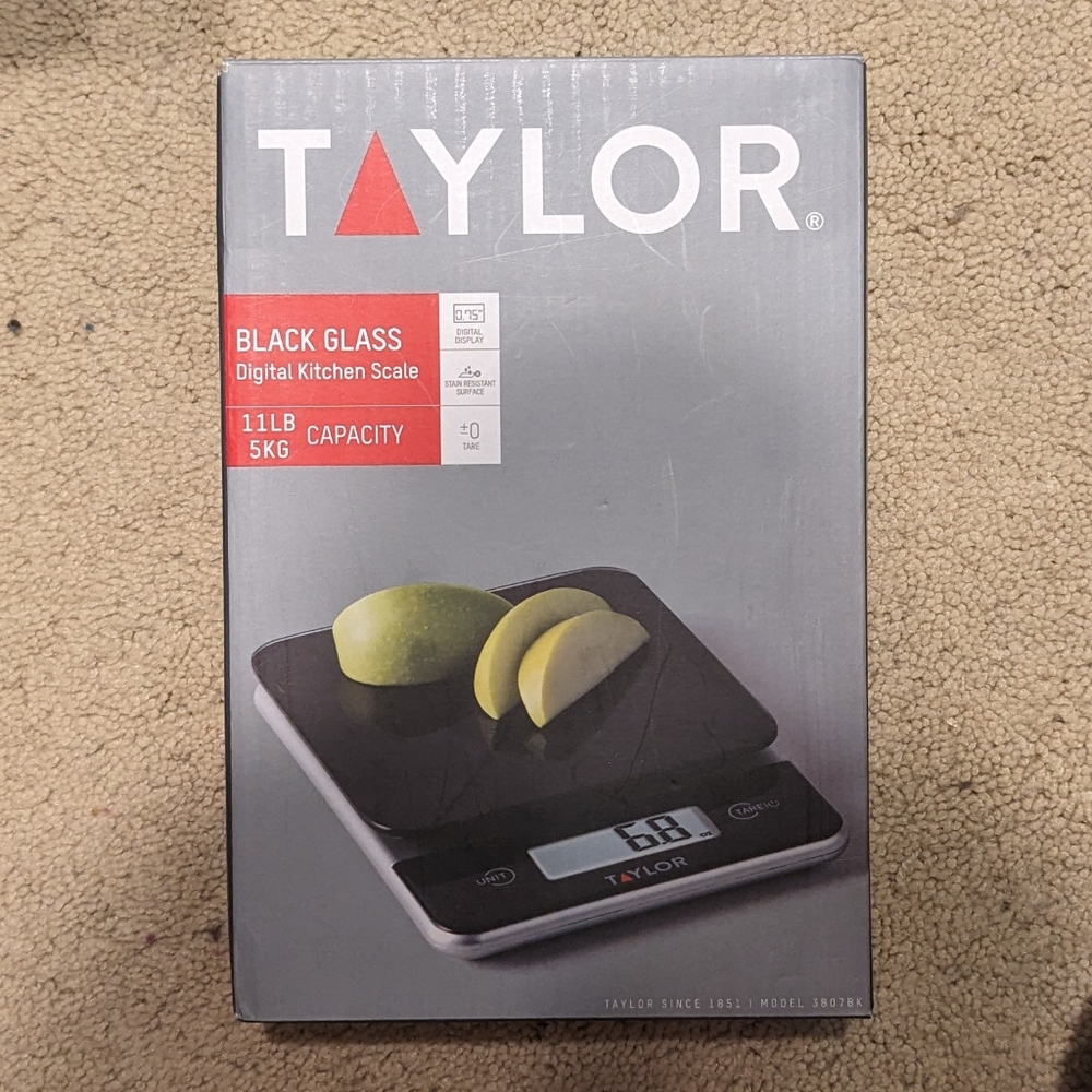 TAYLOR Black Glass Digital Kitchen Scale